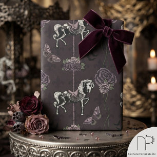 Lila-gotisches Karussellpferd-Geschenkpapier Geschenkpapier