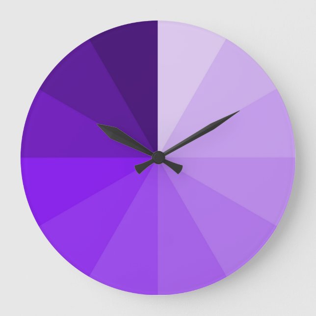 lila Gradient ombre moderne und künstlerische Wand Große Wanduhr (Vorderseite)