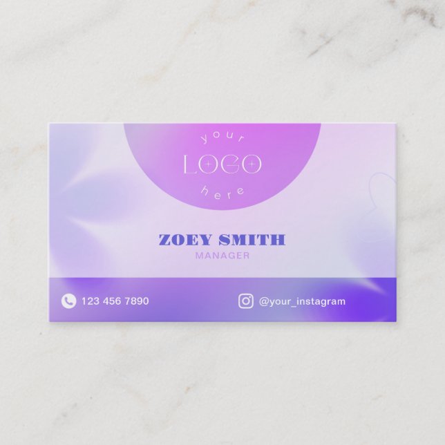 Lila Gradient Smart Card für Nageltechniken & Salo Visitenkarte (Vorderseite)