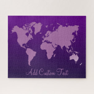 Lila Gradient World Map Earth Travel Add Text