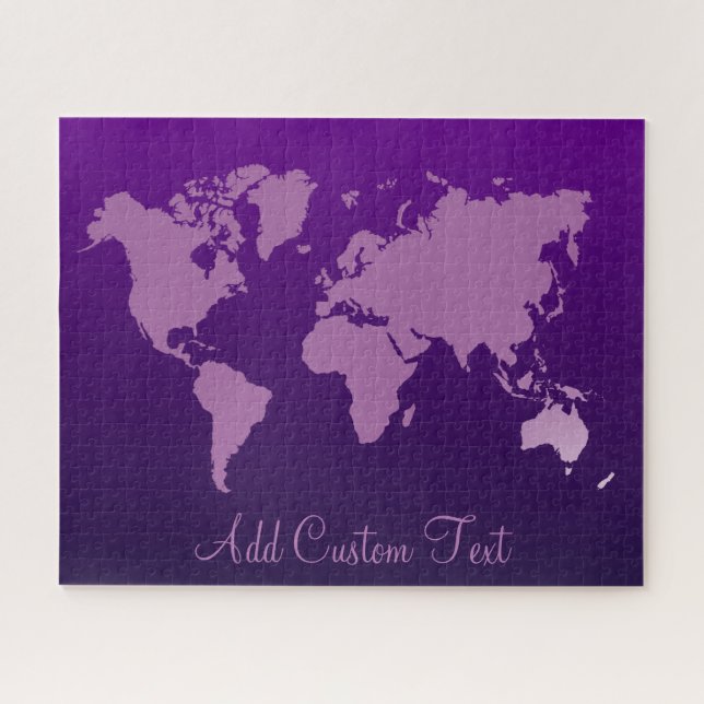 Lila Gradient World Map Earth Travel Add Text (Horizontal)