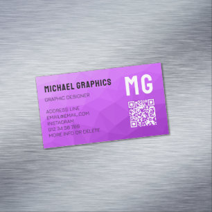 Lila Gradientengeometrie-Maschenmuster QR-Code Magnetische Visitenkarte