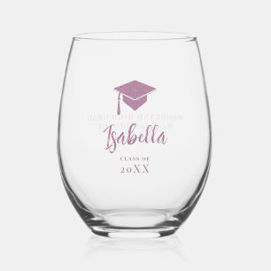 Lila Graduierung Cap Calligrafy Custom Grad Gesche Weinglas Ohne Stiel