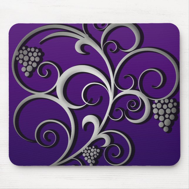 Lila Grapevine & Traubes Retro Kunst, Dichtung und Mousepad (Vorne)