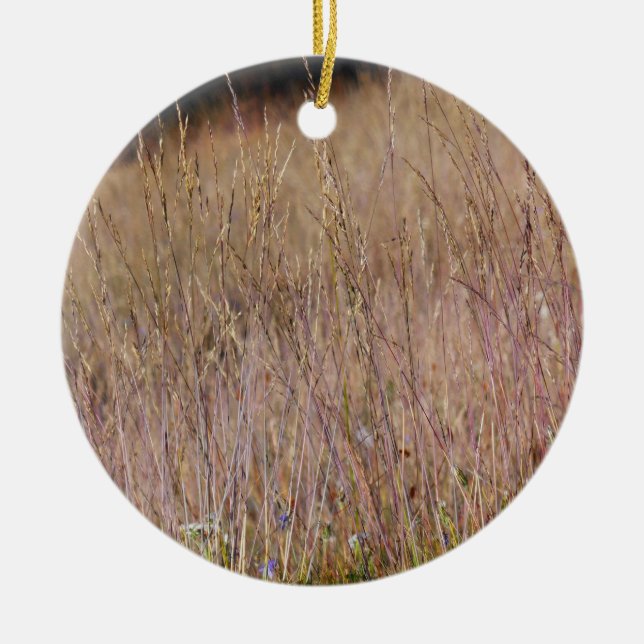 Lila Gras und Wildblumen Keramik Ornament (Vorne)