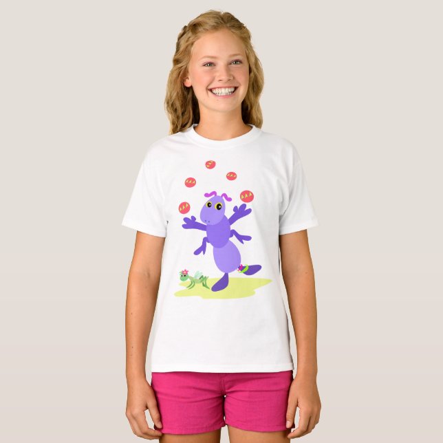 Lila Grasshopper-Guggling-Fun-Kreatur T-Shirt (Vorne ganz)