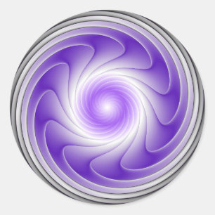 Lila Grau 3D Swirl Modernes Abstraktes Fraktal Kun Runder Aufkleber