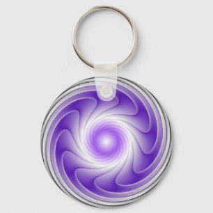 Lila Grau 3D Swirl Modernes Abstraktes Fraktal Kun Schlüsselanhänger
