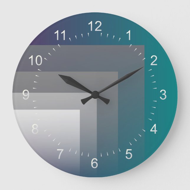 lila grau aquamarin große wanduhr (Vorderseite)