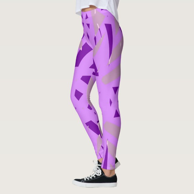 Lila Grau Art Deco Muster Yoga Leggings (Links)