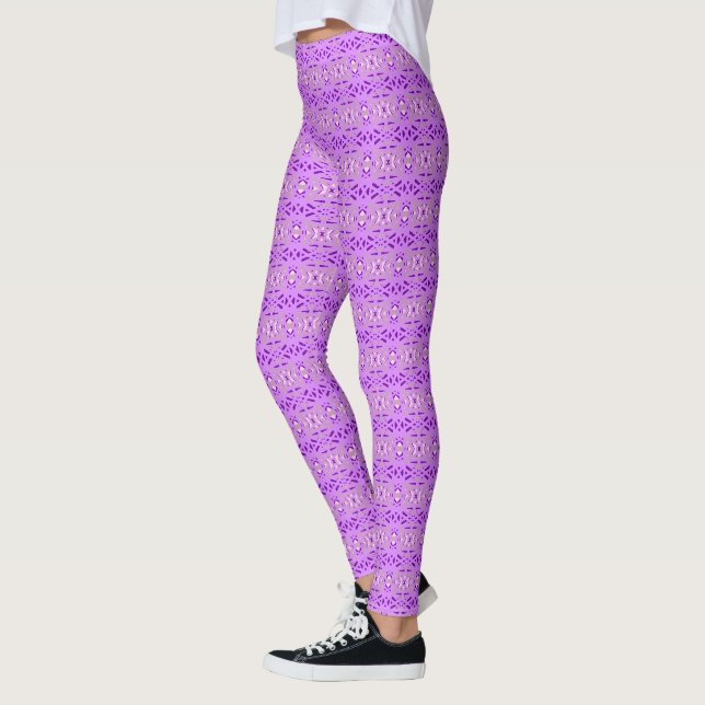 Lila Grau Art Deco Muster Yoga Leggings (Links)