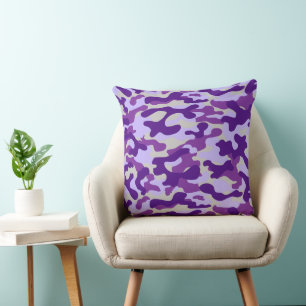 Lila Grau Camouflage Kissen