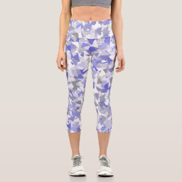 Lila Grau Dreieck-Muster Capri Leggings