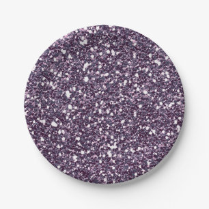 Lila Grau Glitzer Glamour Individuelle Party Pappteller