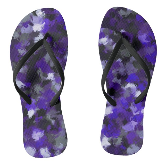 Lila, grau, schwarz und blau Abstrakt Flip Flops (Fußbett)