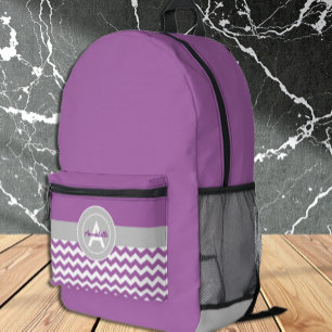 Lila Grau Zickzack Bedruckter Rucksack