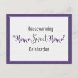 Lila Grau Zuhause Sweet Zuhause Housewärming Party Einladungspostkarte