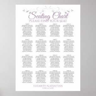 Lila-graue 16 Tabelle Hochzeitstabelle Poster