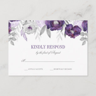Lila graue Aquarellfarben-Blume Hochzeit des RSVP