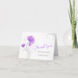 Lila graue Aquarellswirl Hochzeit danke