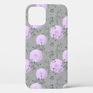 Lila graue Blumenblätter florales Muster Case-Mate iPhone Hülle