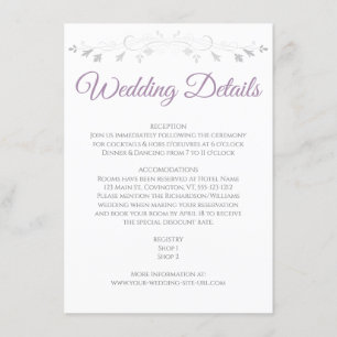 Lila Graue Elegant-Hochzeitskarte Begleitkarte