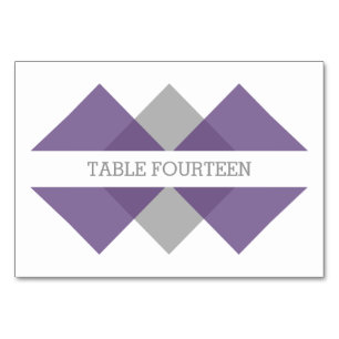 Lila graue geometrische Triad-Table-Karte Tischnummer