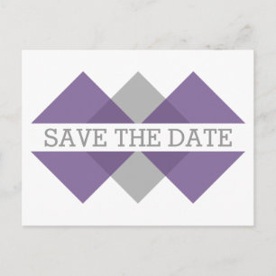 Lila graue geometrische Triade Save the Date Postk Ankündigungspostkarte