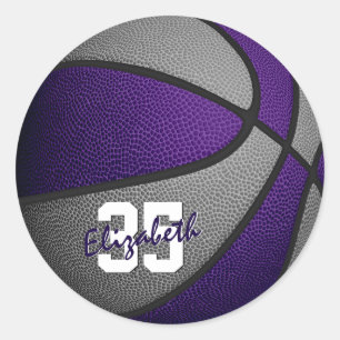 lila graue Girls Basketballmannschaften Runder Aufkleber