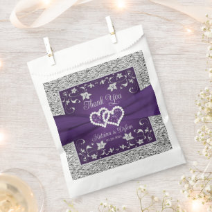 Lila, graue Liebe Herz Gastgeschenk Hochzeit Tasch Geschenktütchen