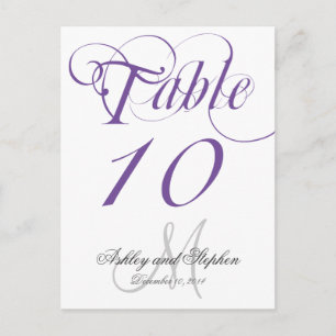 Lila graue Monogramm-Hochzeitkarte für die Tischnu Postkarte