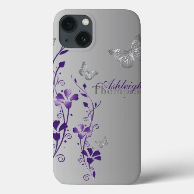 Lila, graue Schmetterlingsflora-iPad Air Hüllen (Rückseite)