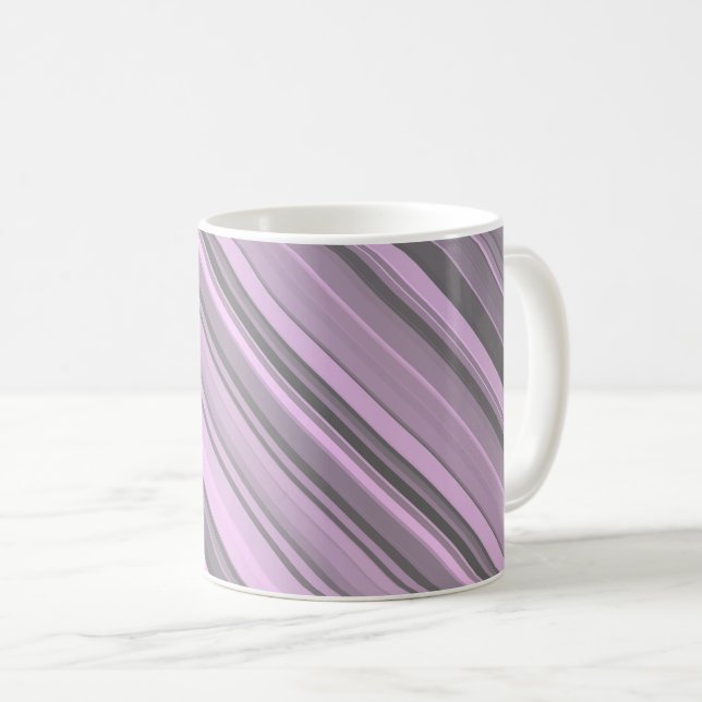 Lila graue Streifen Kaffeetasse (VorderseiteRechts)