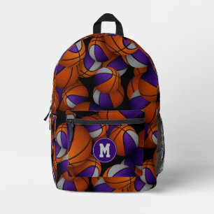 lila graue Teamfarben Basketballmuster Bedruckter Rucksack