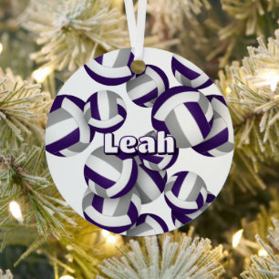 lila graue Volleybälle mit Athleten Namensgewähr Ornament Aus Metall