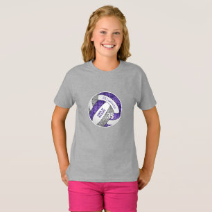 lila graue Volleyballfarben T-Shirt