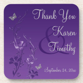 Lila graues blumengeschmücktes Hochzeitsstift Set Untersetzer