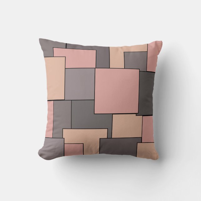 Lila-graues geometrisches Muster Kissen (Vorderseite)