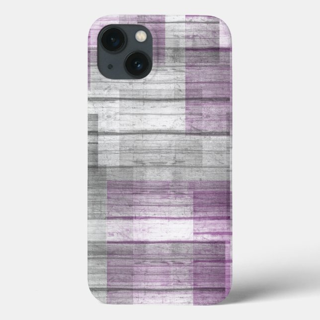 Lila, graues, schwarzes Holz Case-Mate iPhone Hülle (Rückseite)