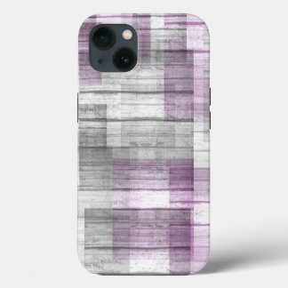 Lila, graues, schwarzes Holz iPhone Hülle