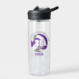 lila graues Volleyballteam färbt Jungenmädchen Trinkflasche