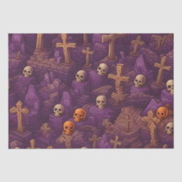 Lila Graves Silver Bronze Skulls Halloween Seidenpapier