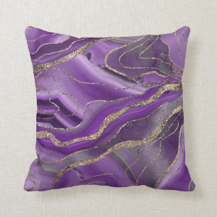 Lila Gray Agate Gold Glitzer Glam #1  Kissen