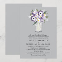 Lila Gray Blume Mason Jar | Hochzeit
