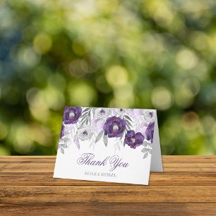 Lila Gray Watercolor Blume Vielen Dank Dankeskarte