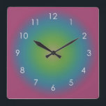 Lila Green Blue Gradient Ombre Aura Quadratische Wanduhr<br><div class="desc">Schönes digitales Aquarell Lila Green Blue Farbverlauf ombre Design. Gradient Sommer Geschenke.</div>