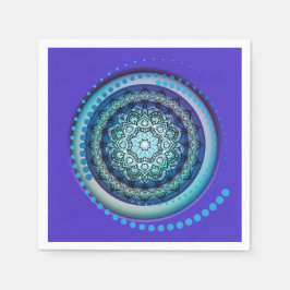 Lila Green Blue Medallion Spiral Napkins Serviette