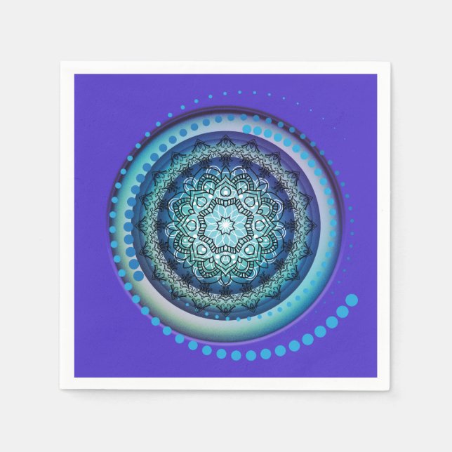 Lila Green Blue Medallion Spiral Napkins Serviette (Vorderseite)