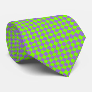 Lila Green Diamond Schachbrett Muster Krawatte
