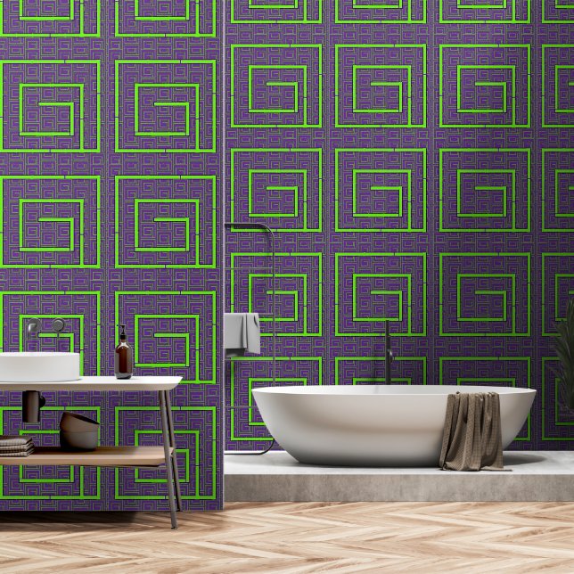 Lila Green Geo Tapete (Badezimmer)
